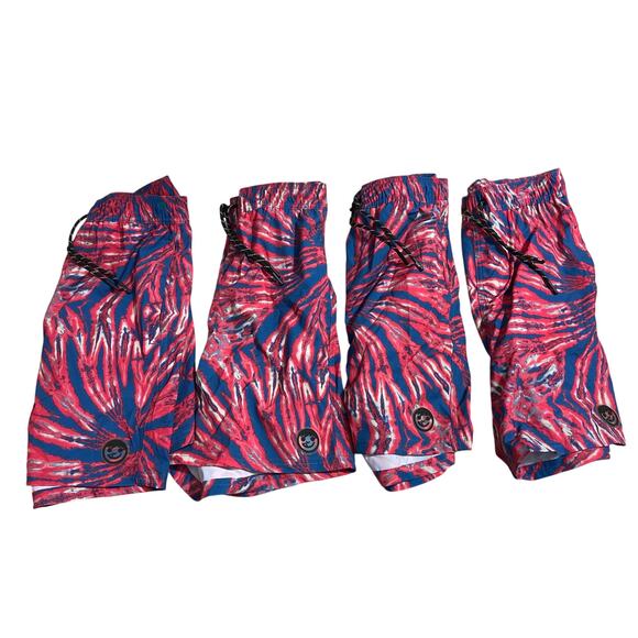 NEFF Board Shorts Mens Red Blue Tie Dye Unlined Shorts Size Medium - Picture 2 of 10